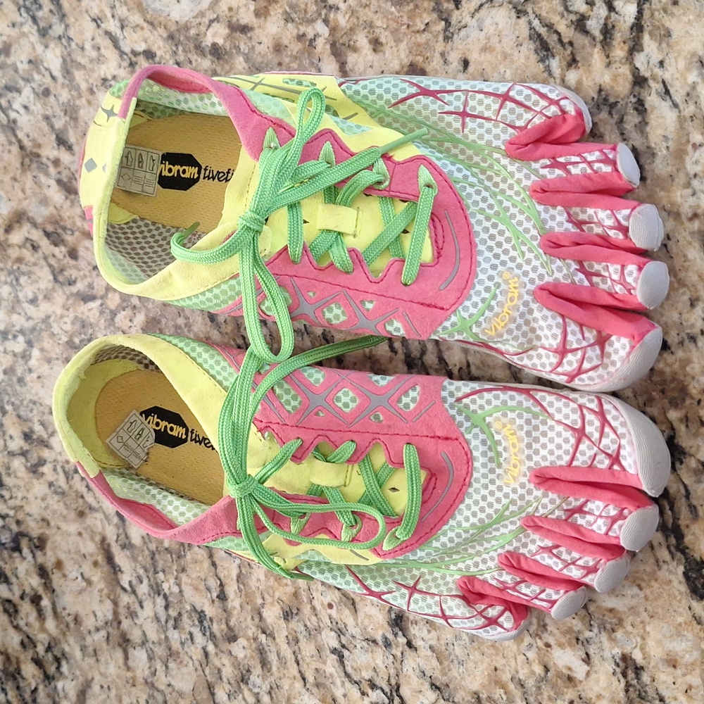 Vibram Size 40 / 8 Women's FiveFingers SeeYa LS in Pink, Green, and Yellow